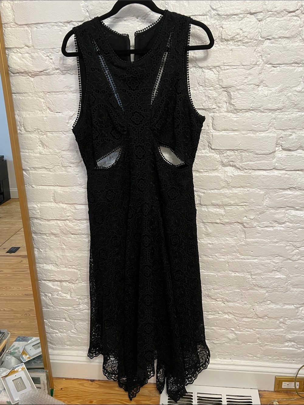 Anthropologie Black Lace High-Low Midi Dress - Picture 3 of 7